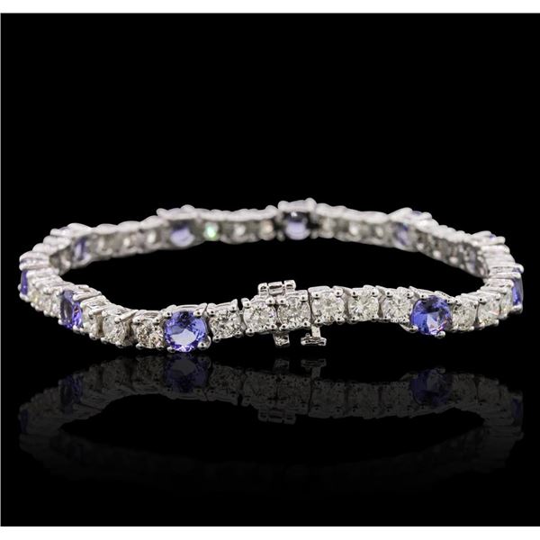 14KT White Gold 5.20 ctw Tanzanite and Diamond Bracelet