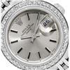 Image 1 : Rolex Ladies Quickset Stainless Steel Silver Index Diamond Bezel Date Watch