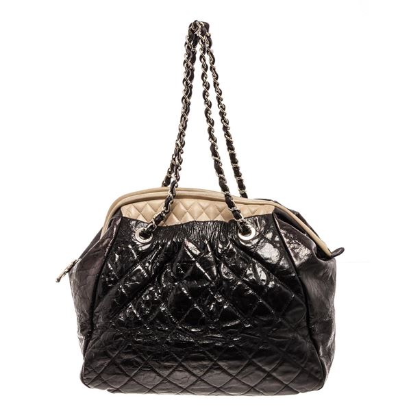 Chanel Black Leather Chain Tote Bag