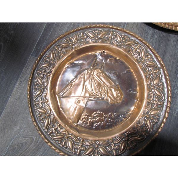 Round Copper Plate - Horse Head Portrait
