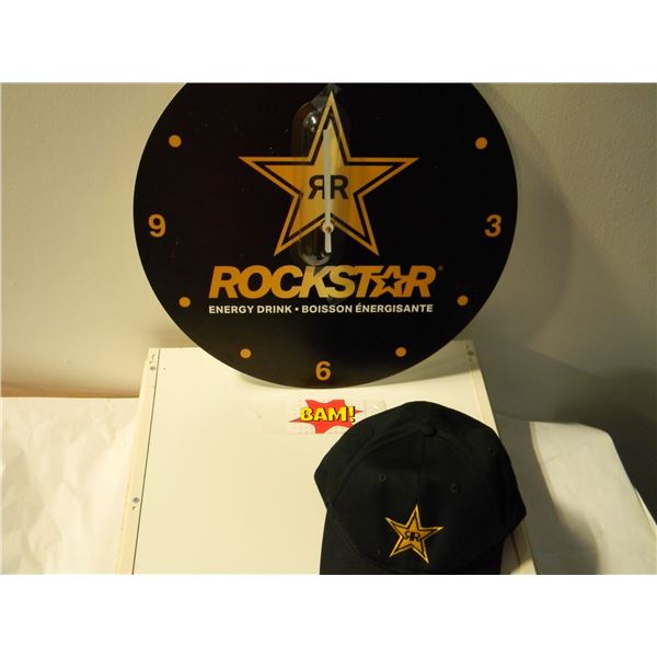 Rockstar Energy Drink Clock and Hat