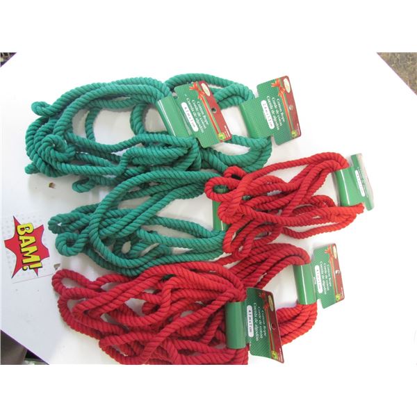 6   pc Cotton Rope 3 Green 3 Red