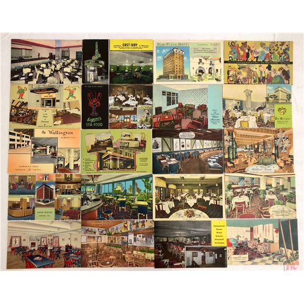 Colorful Linen Postcards of Motels - Restaurants & Interiors 30+