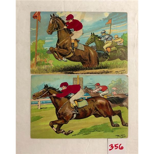 2 Silk Thiele Horse Racing Jockey Postcards