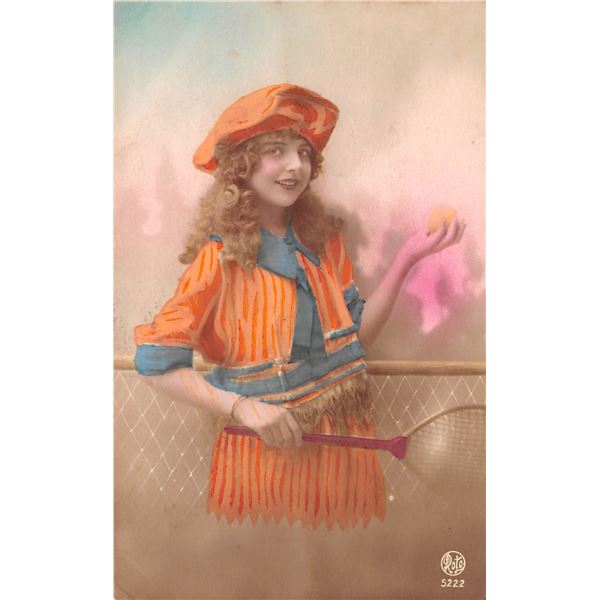 6 Tinted Real Photos Girls & Tennis Postcards