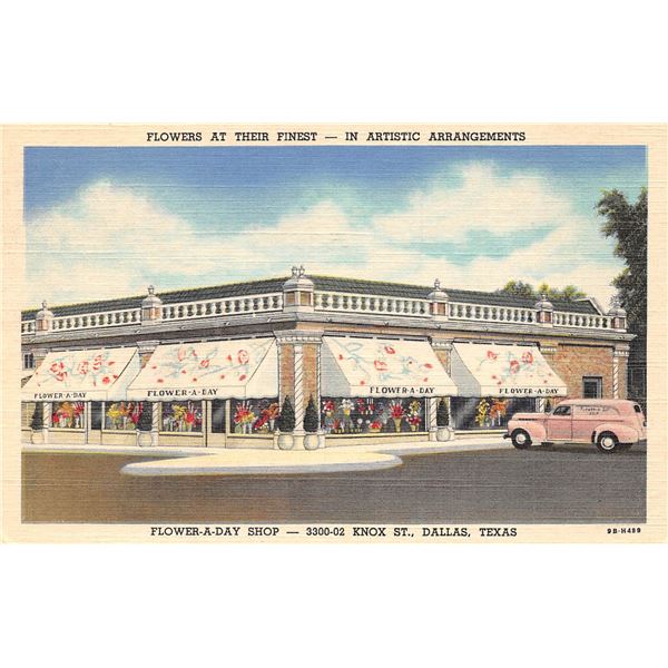 Linen Flower-a-day Shop Dallas Texas Advertising Postcard