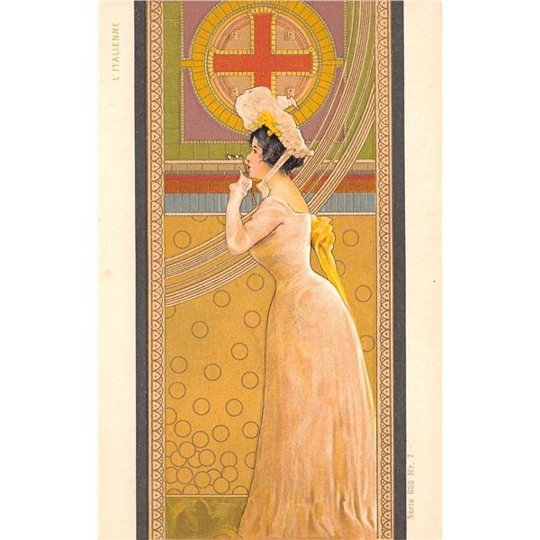 5 Art Noveau Basch Arpad Pretty Lady Postcards