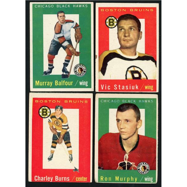 Lot of 4 x 1959-60 Topps Hockey Cards