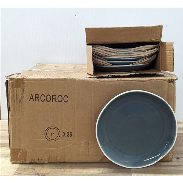 Canyon Ridge 8" Blue Plates, Arcoroc FJ725 - Lot of 36 &MR1-2
