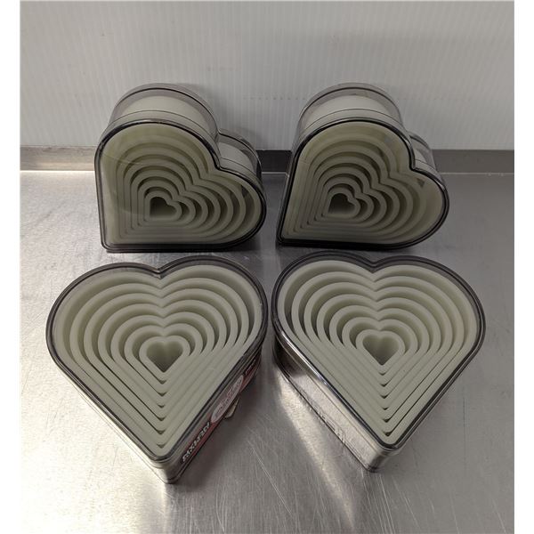 Fat Daddio's Nylon Heart Cutter Sets - Lot of 4 Sets (28pcs) &Front E