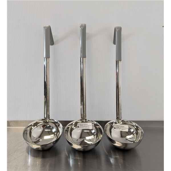 Winco 12oz Stainless Steel Ladles - Lot of 3 &Front 1