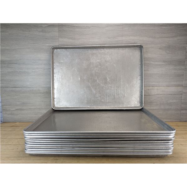 Full Size 18 Gauge 18" x 26" Wire in Rim Aluminum Sheet Pans - Lot of 12