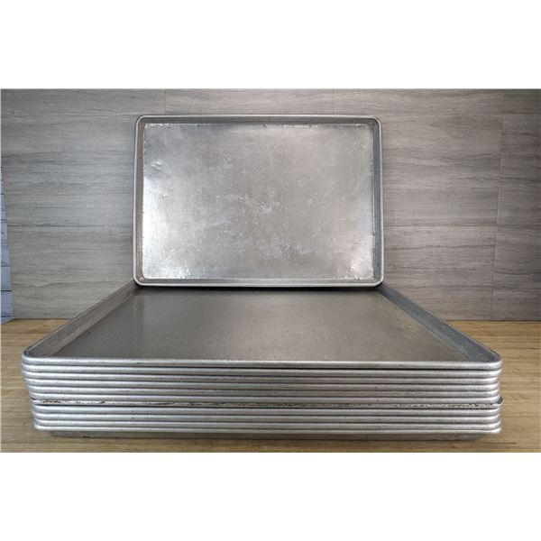 Full Size 18 Gauge 18" x 26" Wire in Rim Aluminum Sheet Pans - Lot of 12