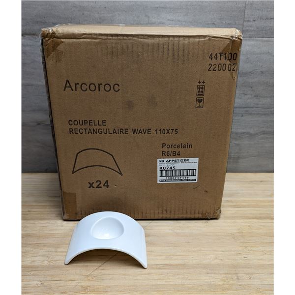 Appetizer 0.5oz Wave Rectangular Bowls, Arcoroc R0745 - Lot of 24 &L8-CC5