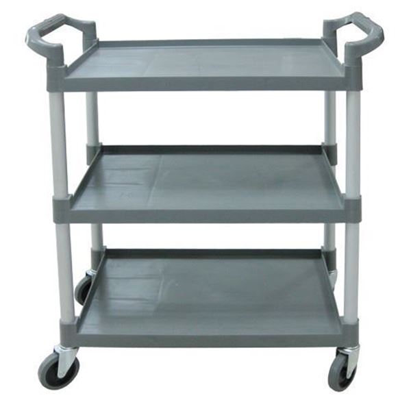 Gray Plastic Bussing Cart with 31" x 20" Shelving Size, Omcan 47128 &R7-2