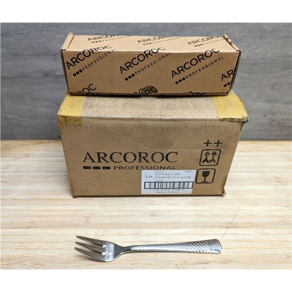 Leila 5-5/8'' Cocktail Forks, Arcoroc FL021 - Lot of 48 &L7R-2
