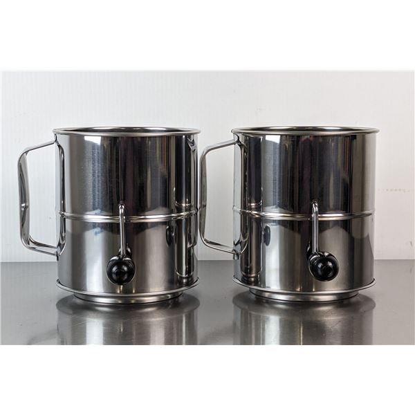 8 Cup Stainless Steel Rotary Sifters, Omcan 80424 - Lot of 2