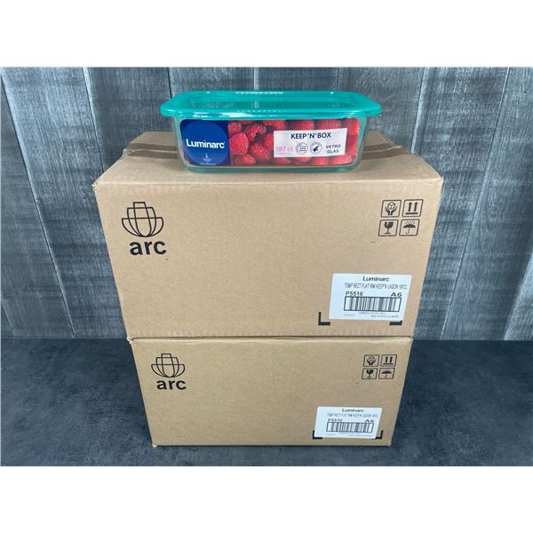 1.97L Glass Rectangular Keep N Boxes, Arcoroc P5516 - Lot of 12 (2 cases)