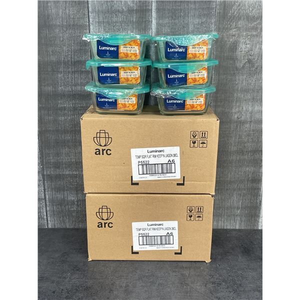 380ml Glass Square Keep N Boxes, Arcoroc P5522 - Lot of 24 (4 cases)