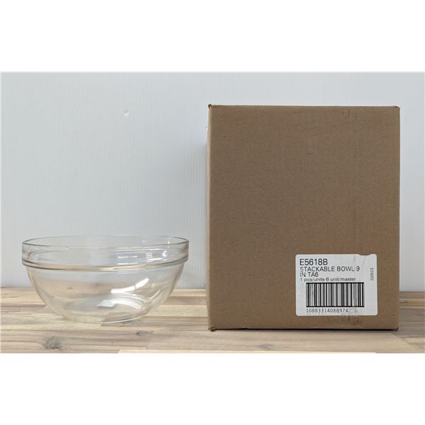 9" Stacking 94oz Glass Bowls, Arcoroc E5618 - Lot of 6 &R6-2