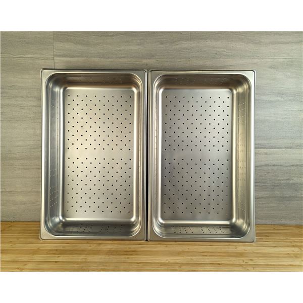 15qt Full-Size 4" Deep Perforated Inserts - Lot of 2 &JR 57105/L9-1