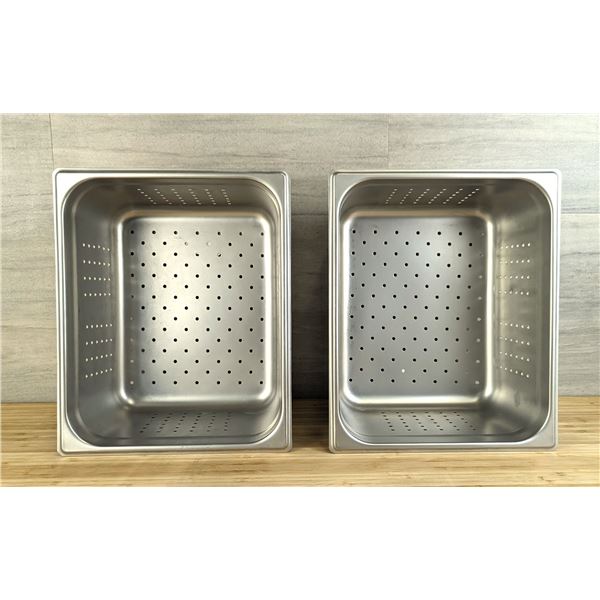 10qt Half Size 6" Deep Perforated Inserts - Lot of 2 &JR 57207/L9-1