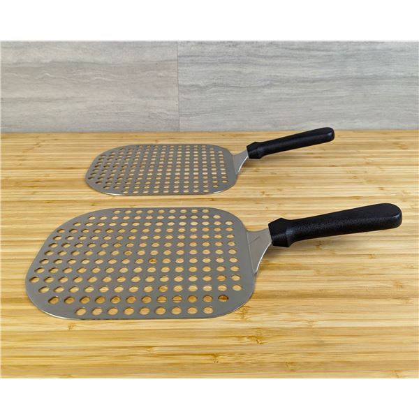 Stainless Perforated Pizza Peels - Lot of 2 &575334/ L7L-3
