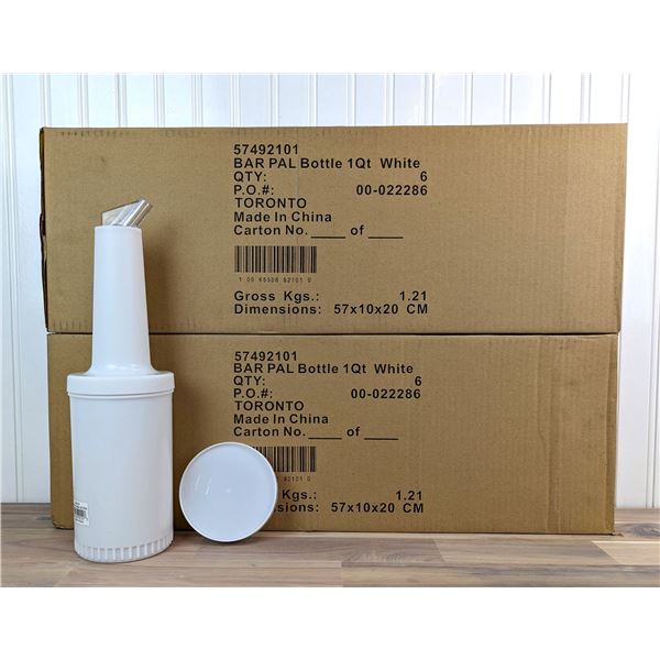 1qt Containers with Pourers, White - Lot of 18 (3 boxes) &White - L7R-4