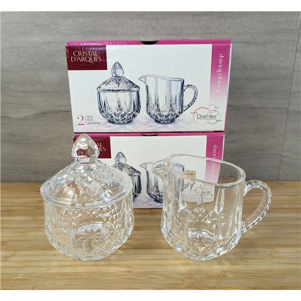 Cristal D'Arques Longchamp Sugar & Creamers - Lot of 2 Sets &L7R-2/2 Boxes