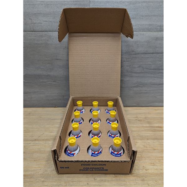 Food Club Yellow Food Color, 55ml - Lot of 12 (1 Box/660ml) &L9-Floor