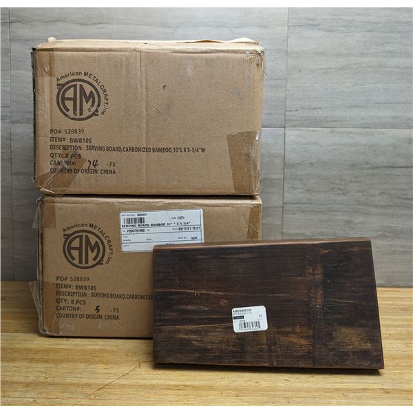 10" x 5-3/4" Carbonized Bamboo Serving Boards - Lot of 16 (2 Cases)