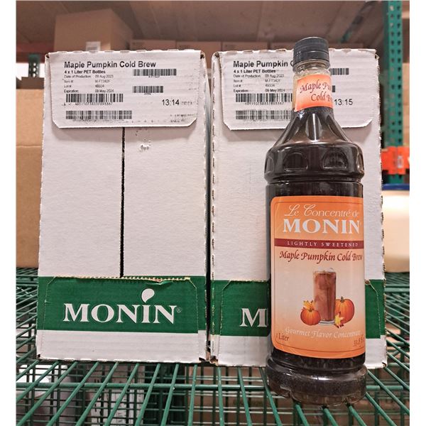 Monin Maple Pumpkin Cold Brew 1L - Lot of 8 (2 cases) &EC6