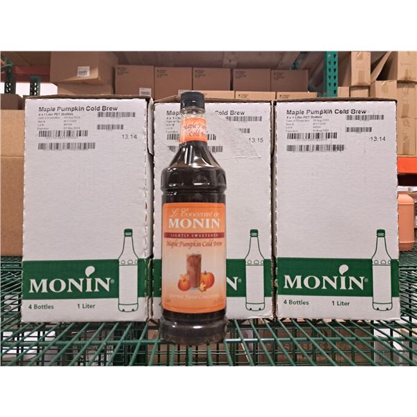 Monin Maple Pumpkin Cold Brew 1L - Lot of 12 (3 cases) &EC6