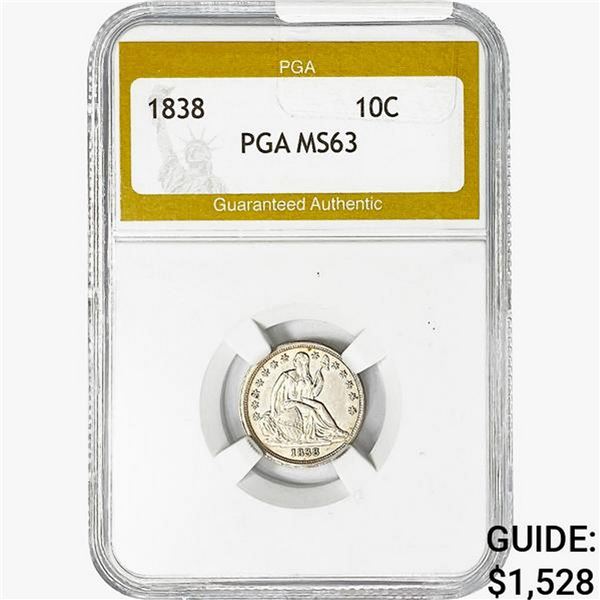 1838 Seated Liberty Dime PGA MS63