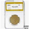1839 Coronet Head Large Cent PGA AU50