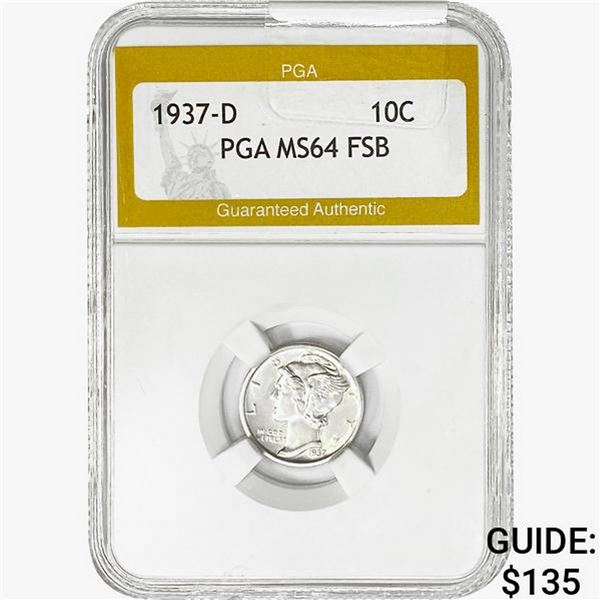 1937-D Mercury Silver Dime PGA MS64 FSB