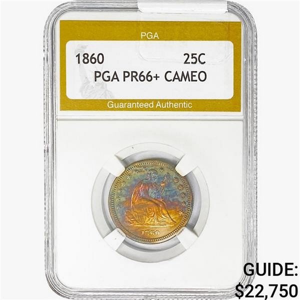 1860 Seated Liberty Quarter PGA PR66+ CAMEO