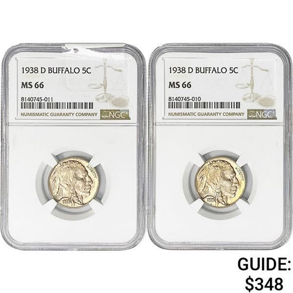 1938-D [2] Buffalo Nickel NGC MS66