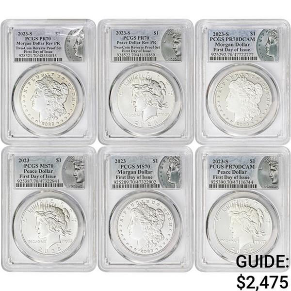 2023 [6] US Silver Dollars  PCGS MS/PR70 FDI