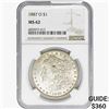 Image 1 : 1887-O Morgan Silver Dollar NGC MS62
