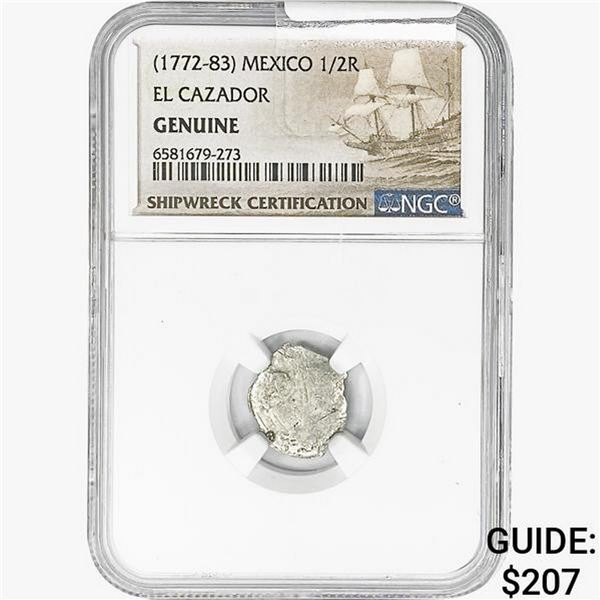 1772-83 1/2 Reale Mexico El Cazador NGC Genuine Sh