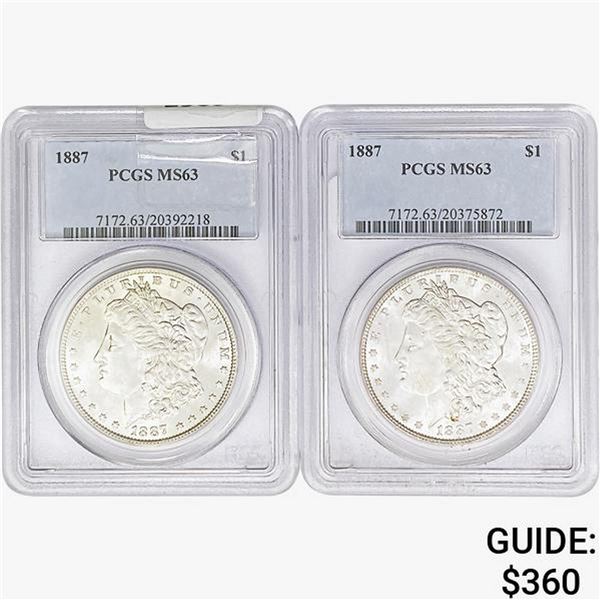 1887 [2] Morgan Silver Dollar PCGS MS63