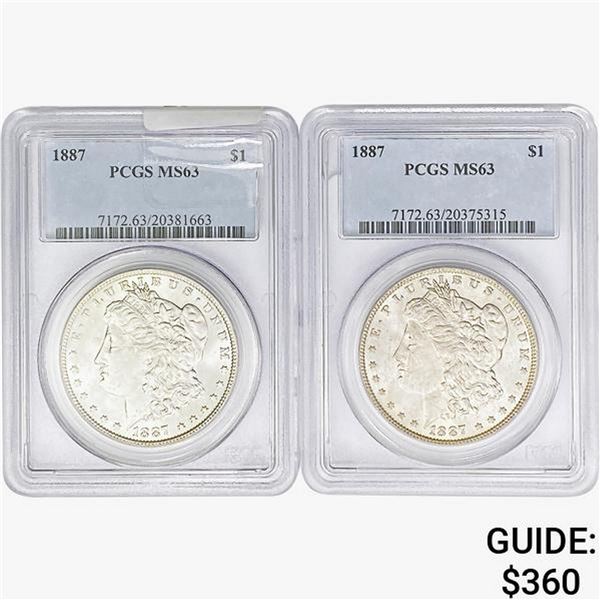 1887 [2] Morgan Silver Dollar PCGS MS63