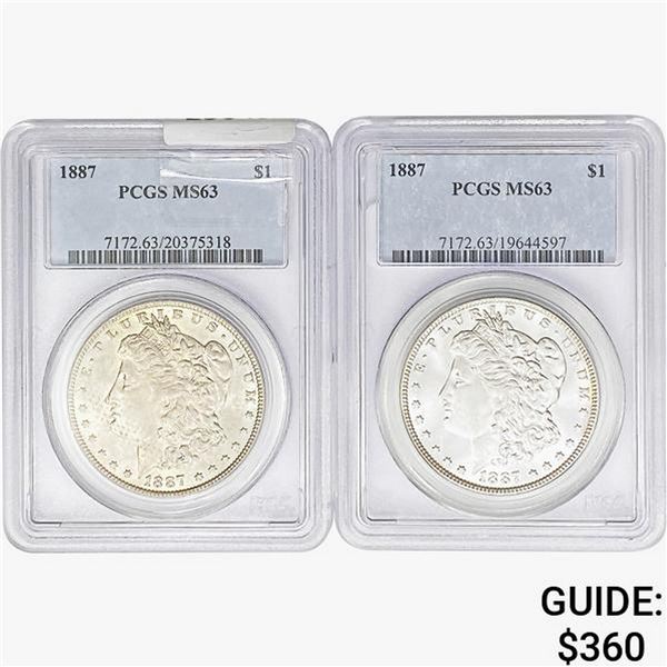 1887 [2] Morgan Silver Dollar PCGS MS63