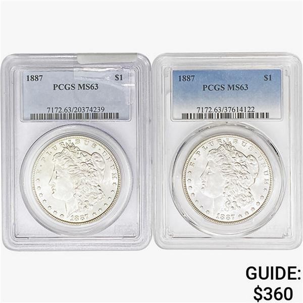 1887 [2] Morgan Silver Dollar PCGS MS63