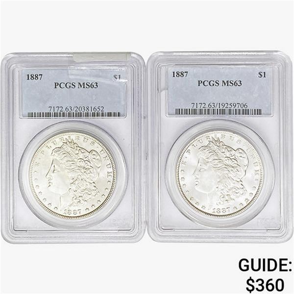 1887 [2] Morgan Silver Dollar PCGS MS63