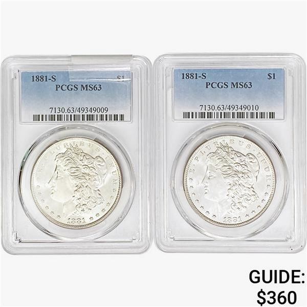 1881-S [2] Morgan Silver Dollar PCGS MS63