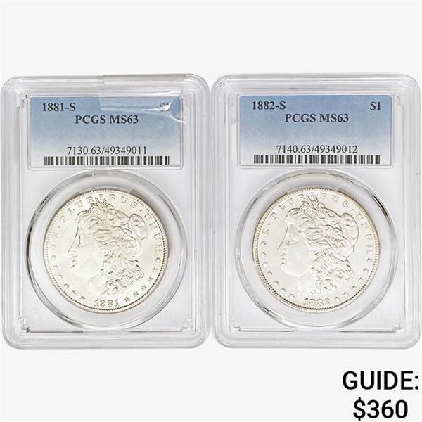 1881-1882 [2] Morgan Silver Dollar PCGS MS63