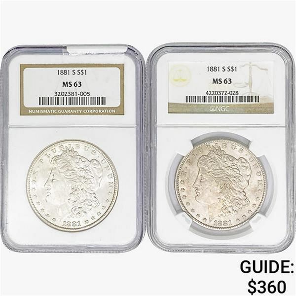 1881-S [2] Morgan Silver Dollar NGC MS63