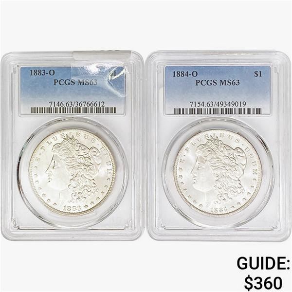 1883-1884 [2] Morgan Silver Dollar PCGS MS63